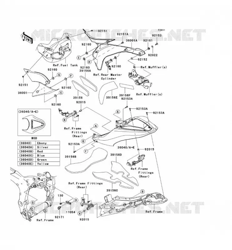 SIDE COWLING Kawasaki MOTOS 600 2008 NINJA ZX-6R  ZX600P8FA