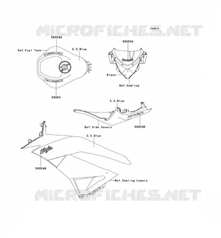 STICKER (C.S.BLEU) Kawasaki MOTOS 600 2009 NINJA ZX-6R  ZX600R9F