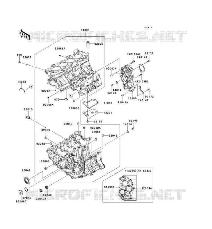 CRANKCASE(S) Kawasaki MOTOS 600 2009 NINJA ZX-6R  ZX600R9F