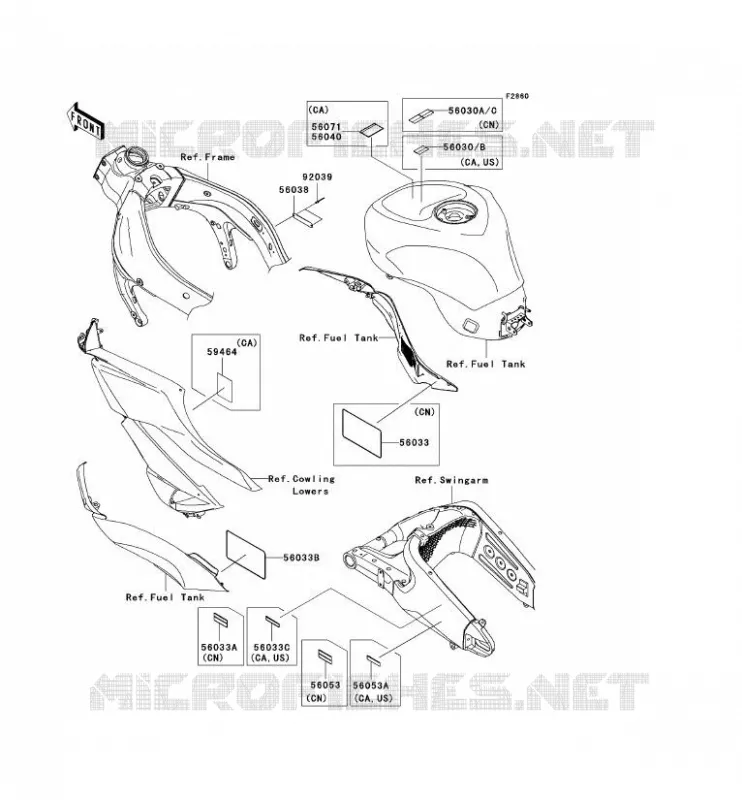LABELS Kawasaki MOTOS 600 2009 NINJA ZX-6R  ZX600R9FA