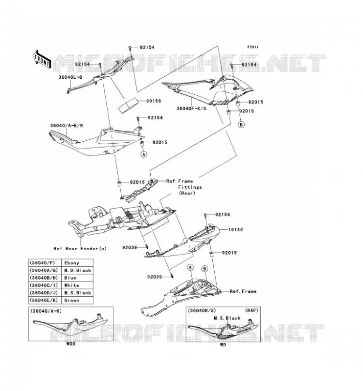 SIDE COWLING Kawasaki MOTOS 600 2010 NINJA ZX-6R  ZX600RAF