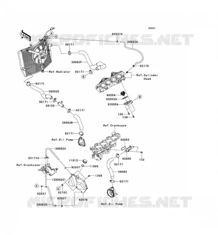 WATER PIPE Kawasaki MOTOS 600 2010 NINJA ZX-6R  ZX600RAF
