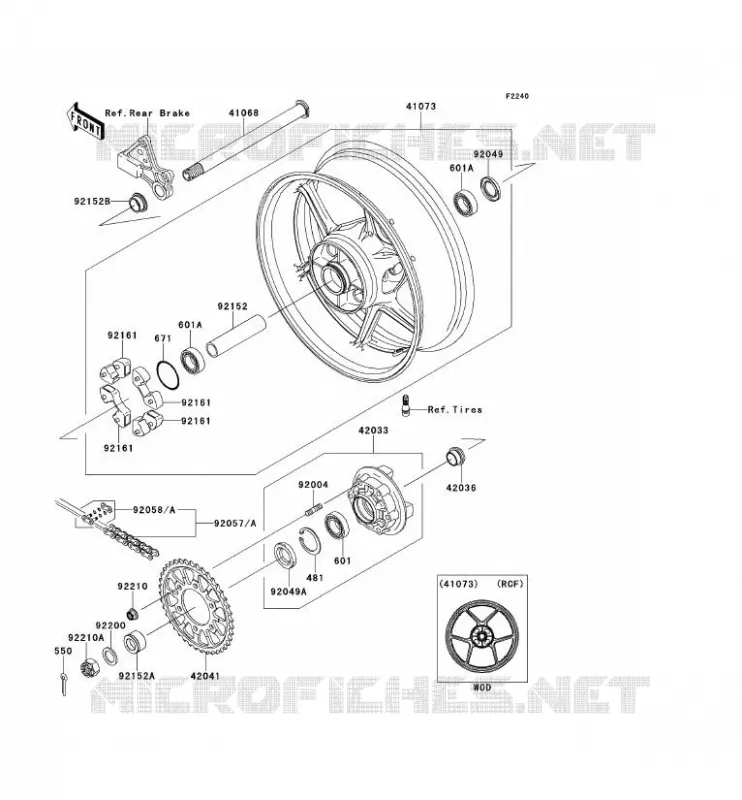 REAR WHEEL - CHAIN Kawasaki MOTOS 600 2012 NINJA ZX-6R  ZX600RCF