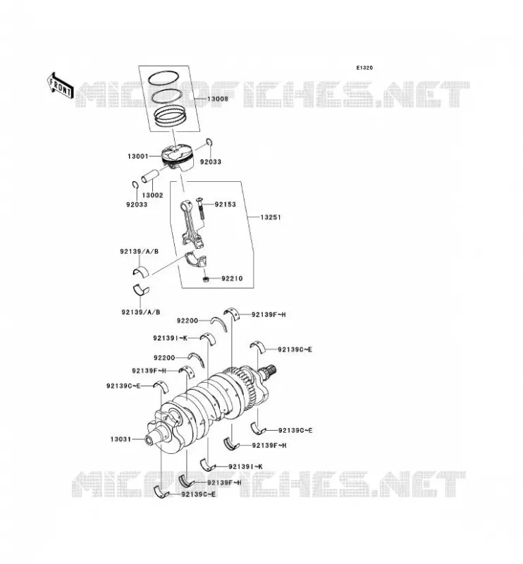 CRANKSHAFT - PISTON Kawasaki MOTOS 600 2012 NINJA ZX-6R  ZX600RCF