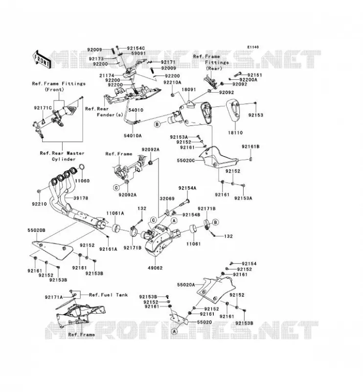 EXHAUST Kawasaki MOTOS 600 2014 NINJA ZX-6R  ZX600REF