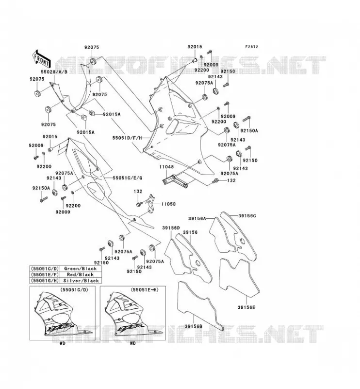 LOWER COWLING Kawasaki MOTOS 636 2002 NINJA ZX-6R  ZX636-A1P