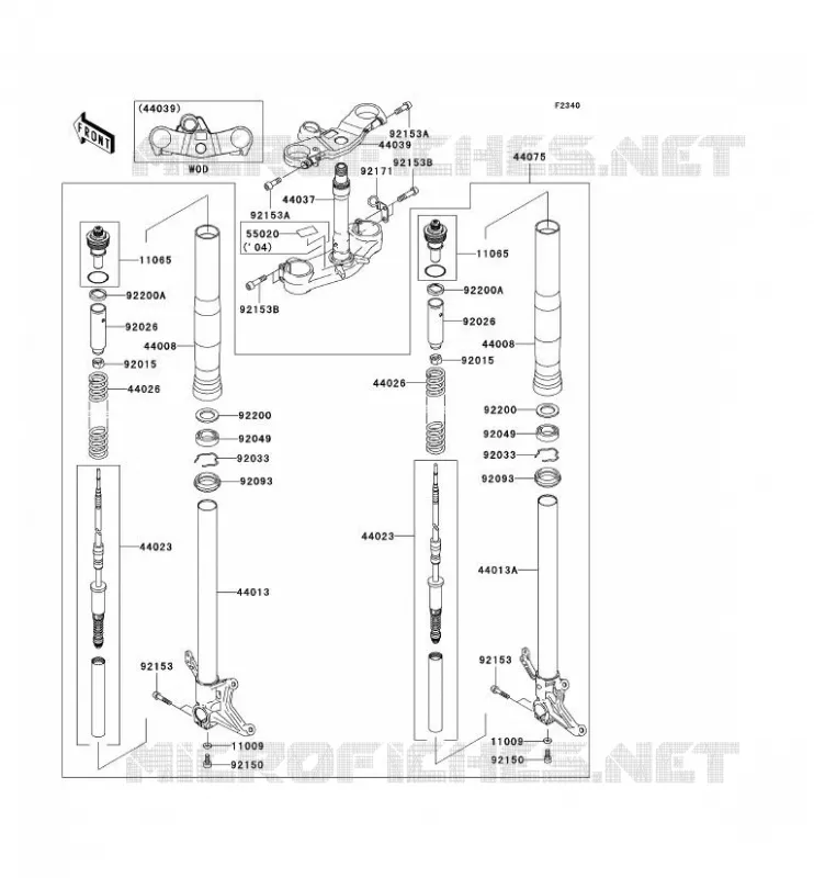 FRONT FORK Kawasaki MOTOS 636 2003 NINJA ZX-6R  ZX636-B1