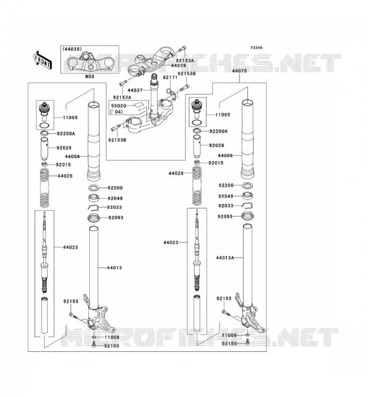 FRONT FORK Kawasaki MOTOS 636 2003 NINJA ZX-6R  ZX636-B1