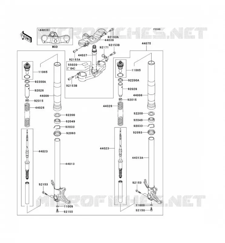 FRONT FORK Kawasaki MOTOS 636 2003 NINJA ZX-6R  ZX636-B1