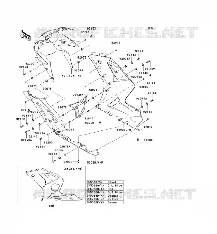 LOWER COWLING Kawasaki MOTOS 636 2004 NINJA ZX-6R  ZX636-B2