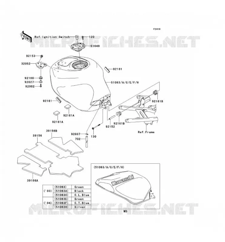 FUEL TANK Kawasaki MOTOS 636 2004 NINJA ZX-6R  ZX636-B2H