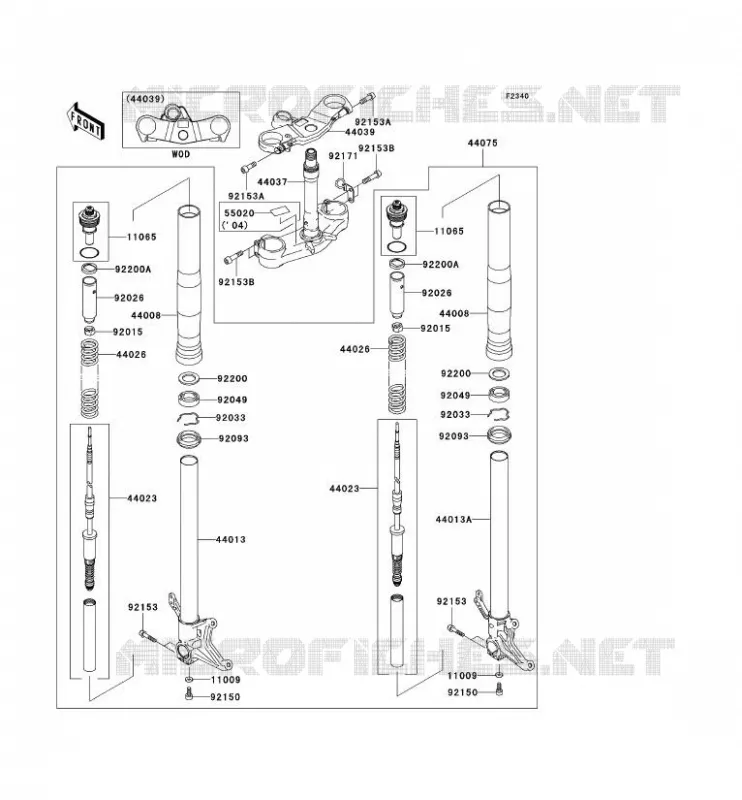 FRONT FORK Kawasaki MOTOS 636 2004 NINJA ZX-6R  ZX636-B2H
