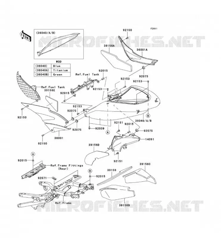 SIDE COWLING Kawasaki MOTOS 636 2005 NINJA ZX-6R  ZX636-C1H