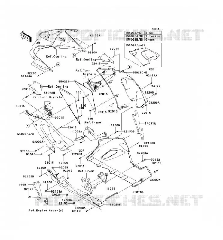 LOWER COWLING Kawasaki MOTOS 636 2005 NINJA ZX-6R  ZX636-C1H