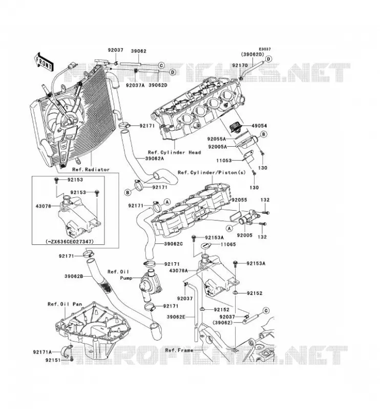 WATER PIPE Kawasaki MOTOS 636 2006 NINJA ZX-6R  ZX636C6F