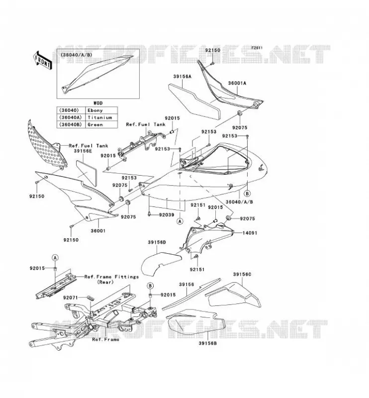 SIDE COWLING Kawasaki MOTOS 636 2006 NINJA ZX-6R  ZX636C6F