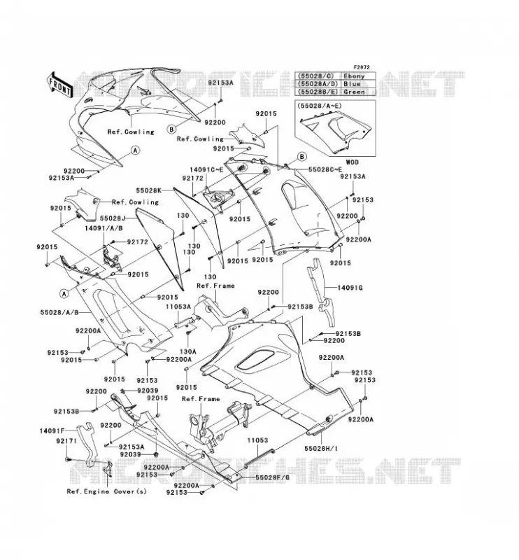LOWER COWLING Kawasaki MOTOS 636 2006 NINJA ZX-6R  ZX636C6F