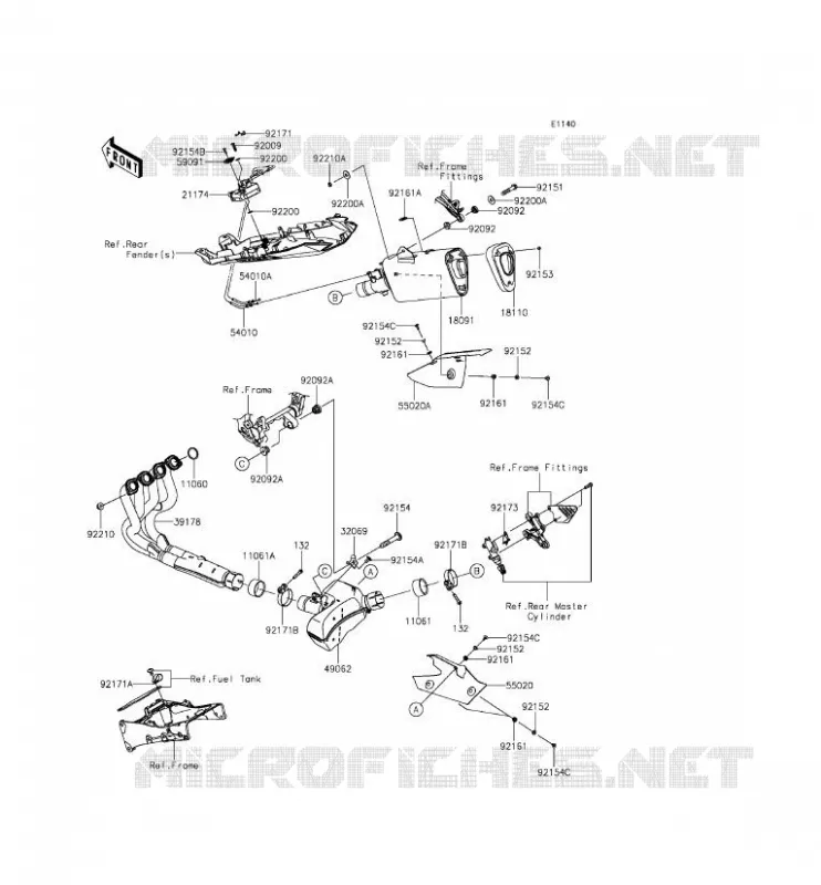 EXHAUST Kawasaki MOTOS 636 2013 NINJA ZX-6R  ZX636EDF
