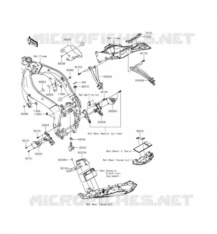 FRAME PARTS (COUVERTURE) Kawasaki MOTOS 636 2013 NINJA ZX-6R  ZX636EDF