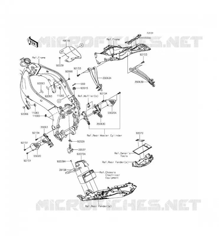 FRAME PARTS (COUVERTURE) Kawasaki MOTOS 636 2014 NINJA ZX-6R  ZX636EEF