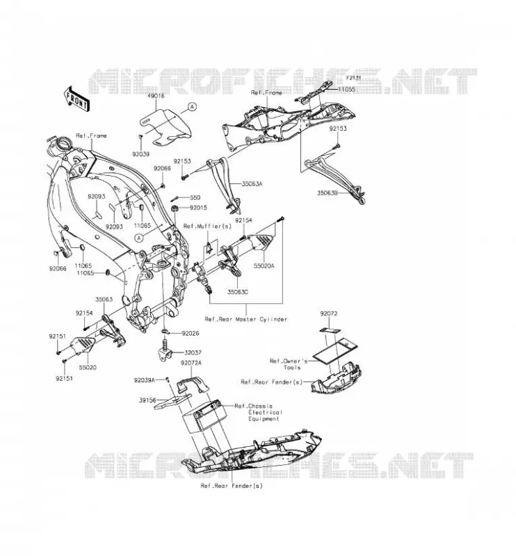 FRAME PARTS (COUVERTURE) Kawasaki MOTOS 636 2014 NINJA ZX-6R  ZX636EEF