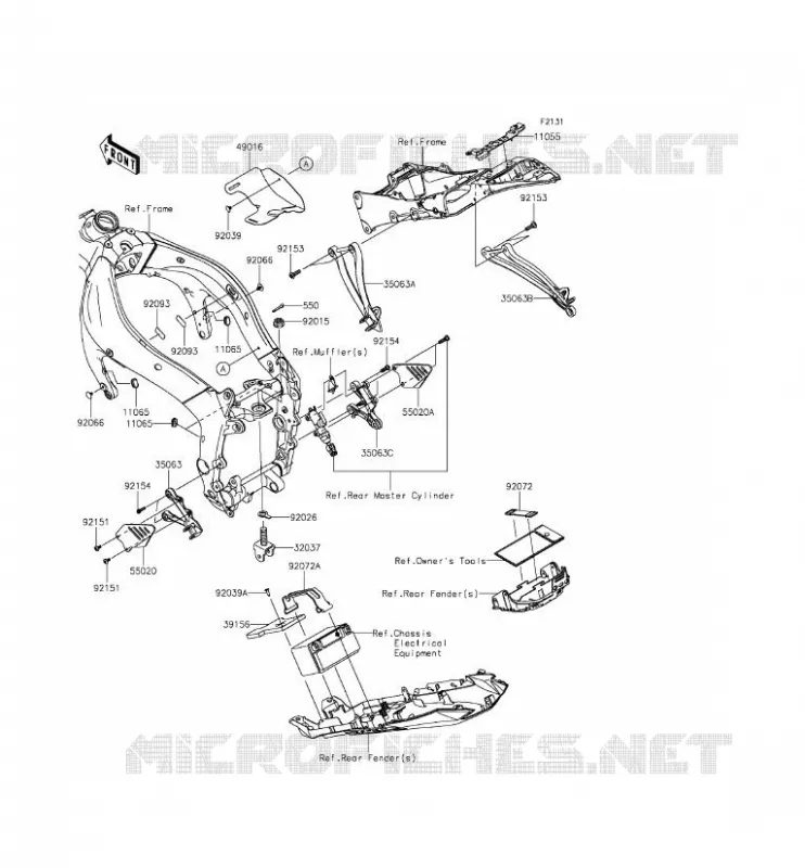 FRAME PARTS (COUVERTURE) Kawasaki MOTOS 636 2015 NINJA ZX-6R  ZX636EFFA