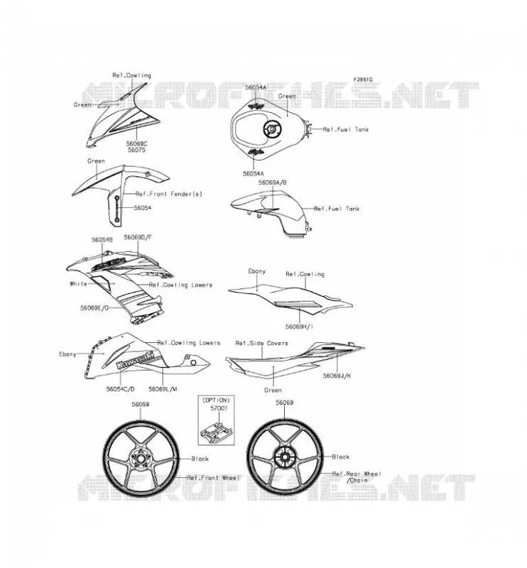 STICKER(GREEN) Kawasaki MOTOS 636 2015 NINJA ZX-6R ABS  ZX636FFFA