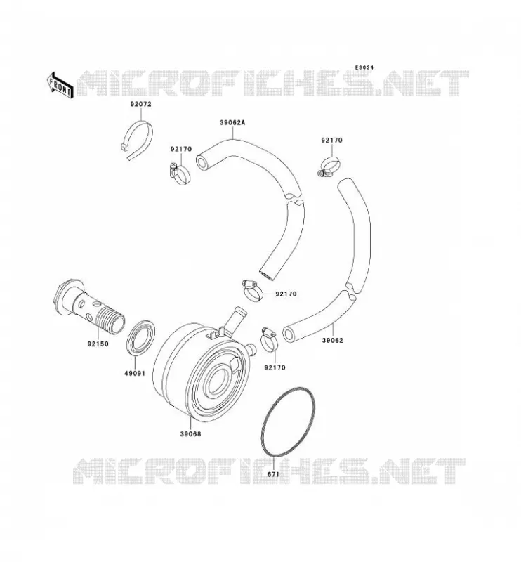 OIL RADIATOR Kawasaki MOTOS 750 1998 NINJA ZX-7R  ZX750-P3