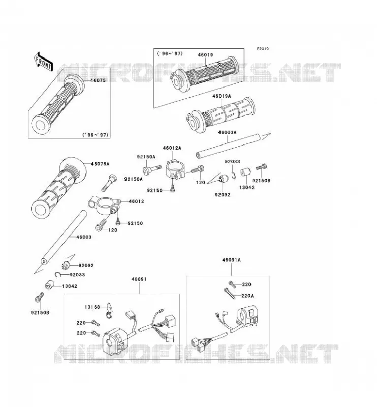 HANDLEBAR Kawasaki MOTOS 750 1999 NINJA ZX-7R  ZX750-P4