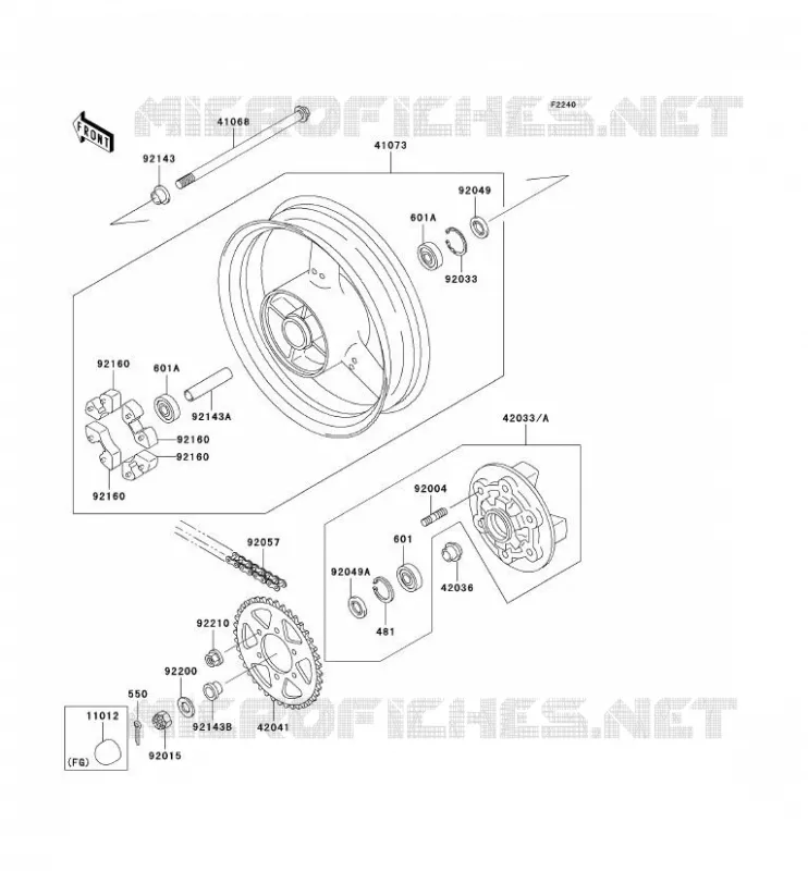 REAR HUB Kawasaki MOTOS 750 2000 NINJA ZX-7R  ZX750-P5