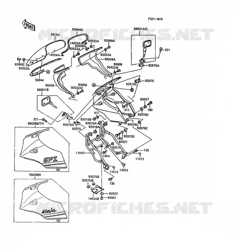 COWLING(2/2) Kawasaki MOTOS 900 1988 GPZ900R  ZX900-A5