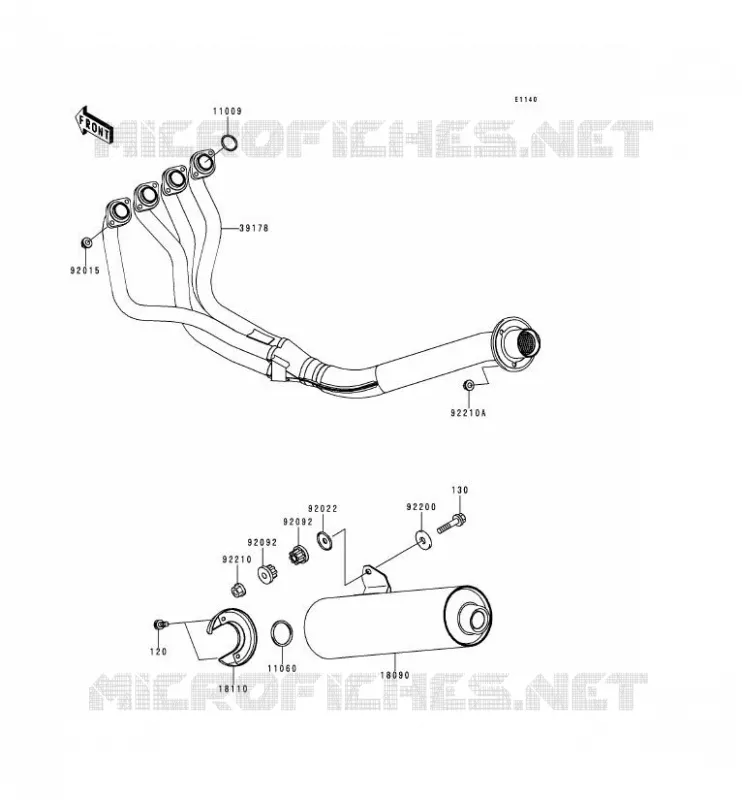 EXHAUST Kawasaki MOTOS 900 1999 NINJA ZX-9R  ZX900-D2