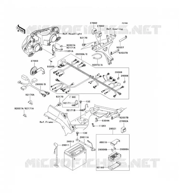 CHASSIS ELECTRICAL EQUIPMENT Kawasaki MOTOS 900 2000 NINJA ZX-9R  ZX900-E1P