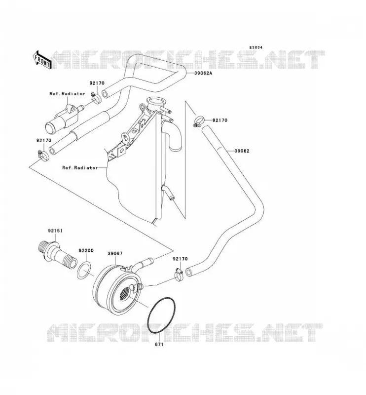 OIL RADIATOR Kawasaki MOTOS 900 2002 NINJA ZX-9R  ZX900-F1