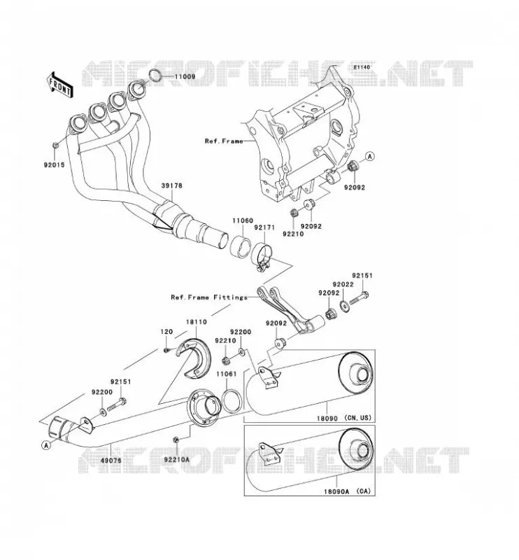 EXHAUST Kawasaki MOTOS 900 2003 NINJA ZX-9R  ZX900-F2