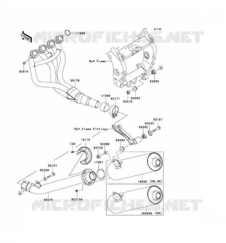 EXHAUST Kawasaki MOTOS 900 2003 NINJA ZX-9R  ZX900-F2
