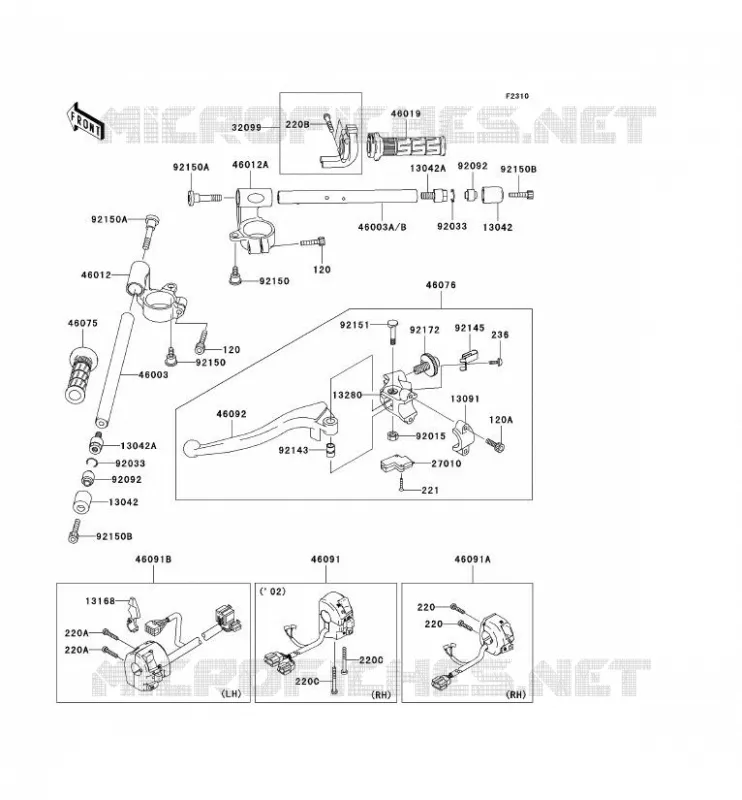 HANDLEBAR Kawasaki MOTOS 900 2003 NINJA ZX-9R  ZX900-F2H