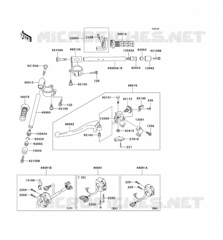 HANDLEBAR Kawasaki MOTOS 900 2003 NINJA ZX-9R  ZX900-F2H