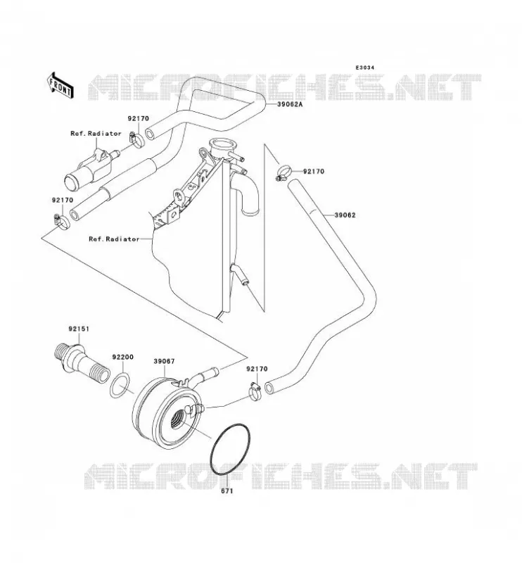 OIL RADIATOR Kawasaki MOTOS 900 2003 NINJA ZX-9R  ZX900-F2H