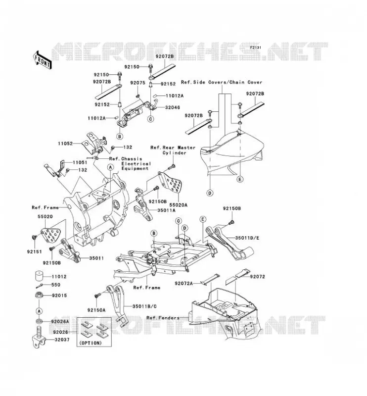 FRAME PARTS (COUVERTURE) Kawasaki MOTOS 900 2003 NINJA ZX-9R  ZX900-F2P