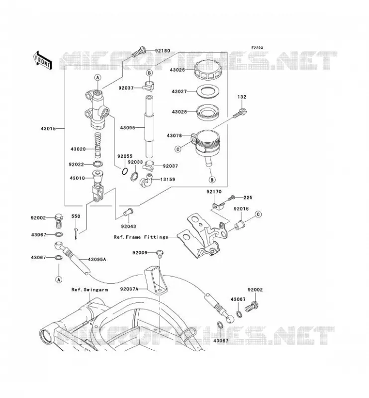 REAR MASTER CYLINDER Kawasaki MOTOS 900 2003 NINJA ZX-9R  ZX900-F2P