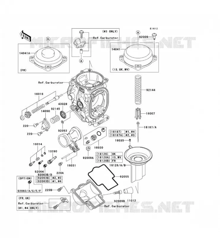 CARBURETOR PARTS Kawasaki MOTOS 900 2003 NINJA ZX-9R  ZX900-F2P