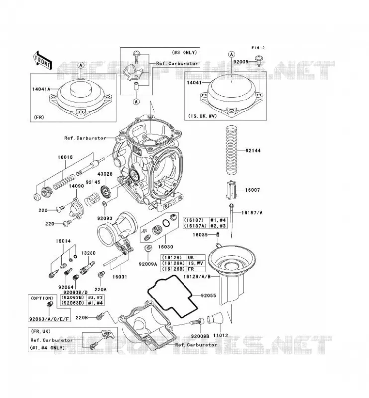 CARBURETOR PARTS Kawasaki MOTOS 900 2003 NINJA ZX-9R  ZX900-F2P