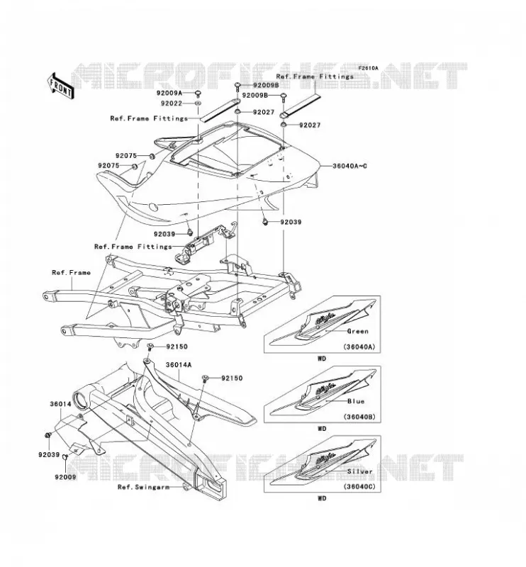 SIDE COVERS - CHAIN COVER Kawasaki MOTOS 900 2003 NINJA ZX-9R  ZX900-F2P