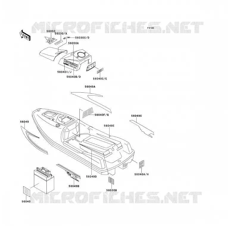 LABELS Kawasaki JET SKI 650 1992 JET SKI TS  JF650-B4