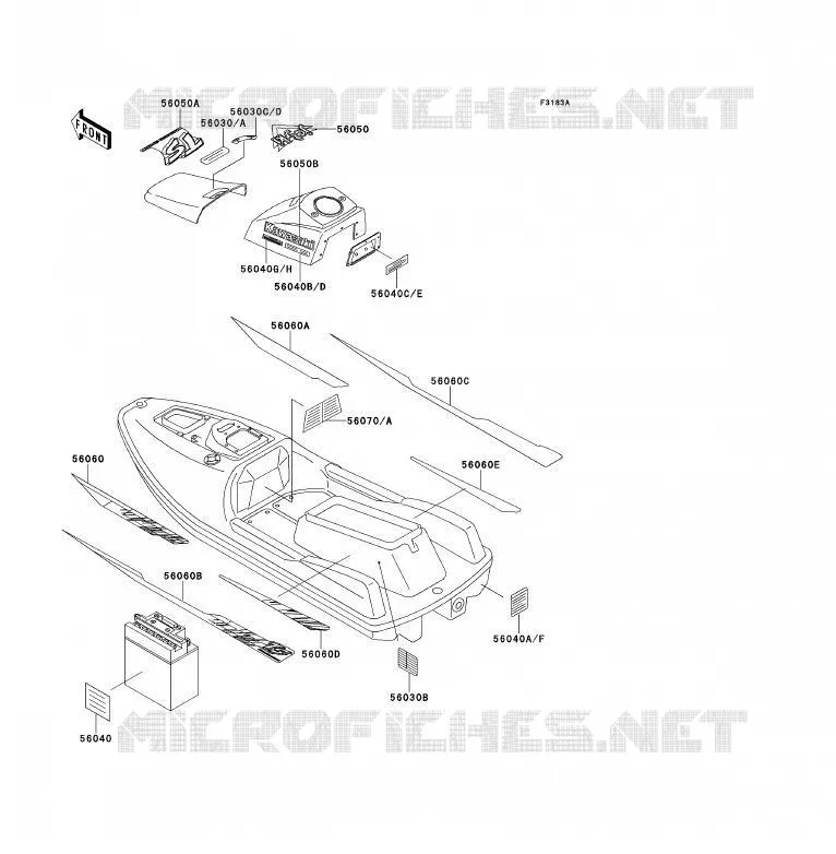LABELS Kawasaki JET SKI 650 1993 JET SKI TS  JF650-B5