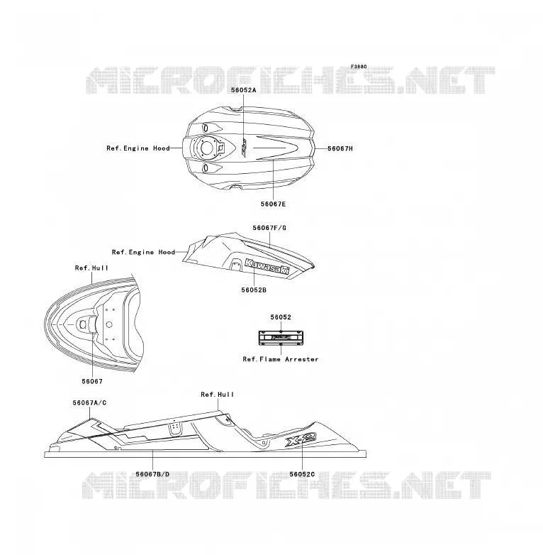 STICKER Kawasaki JET SKI 800 2007 JET SKI X-2  JF800A7F