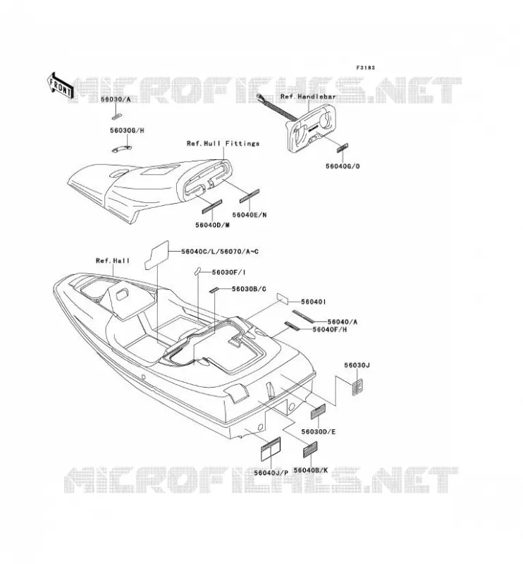 LABELS Kawasaki JET SKI 650 1992 JET SKI SC  JL650-A2