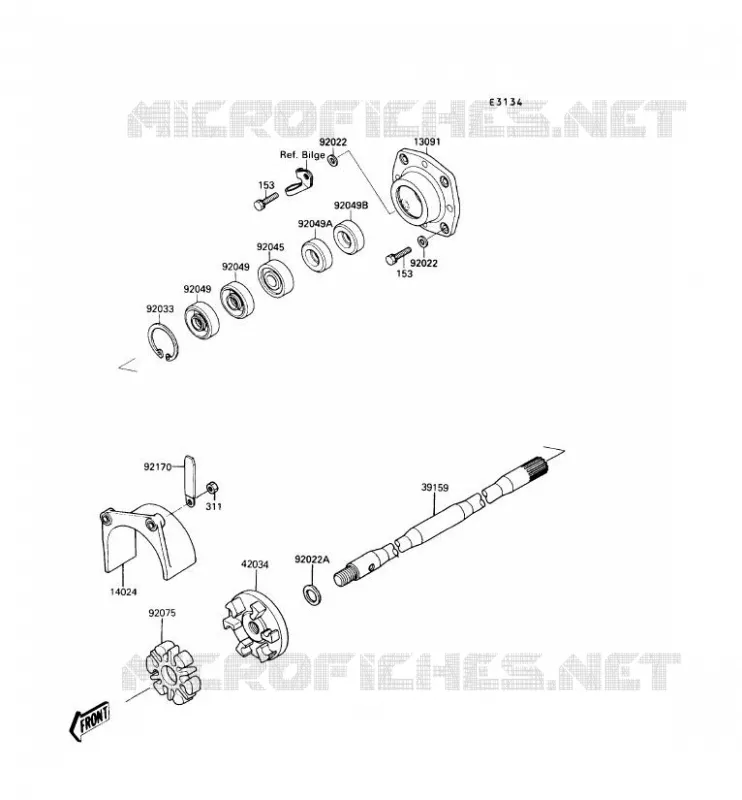 DRIVE SHAFT Kawasaki JET SKI 650 1990 JET SKI 650SX  JS650-A4