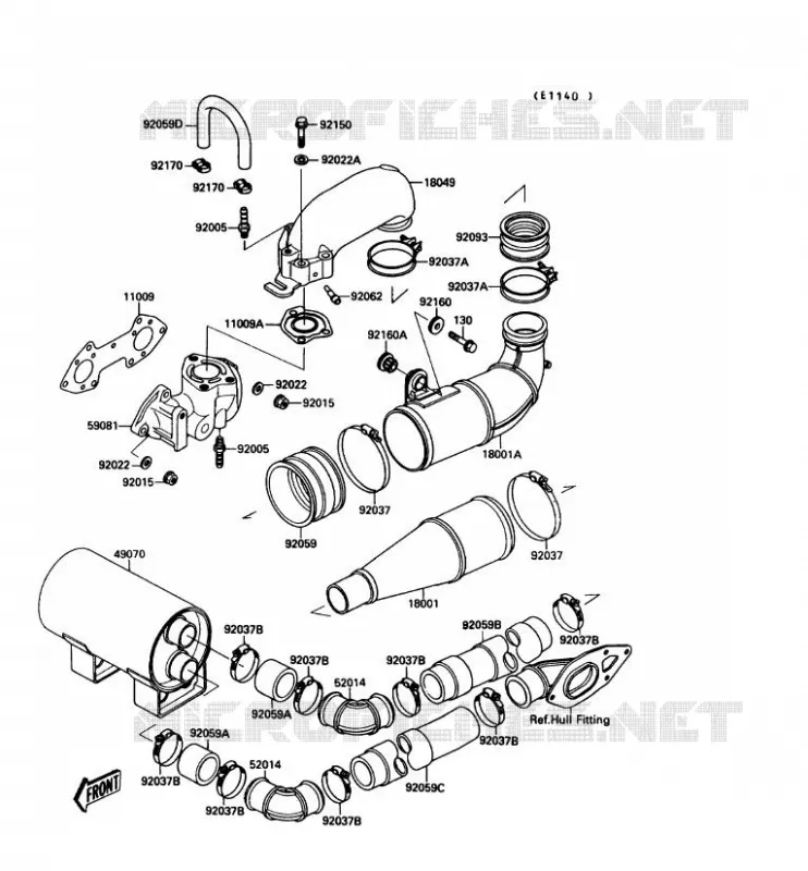 EXHAUST Kawasaki JET SKI 650 1990 JET SKI 650SX  JS650-A4